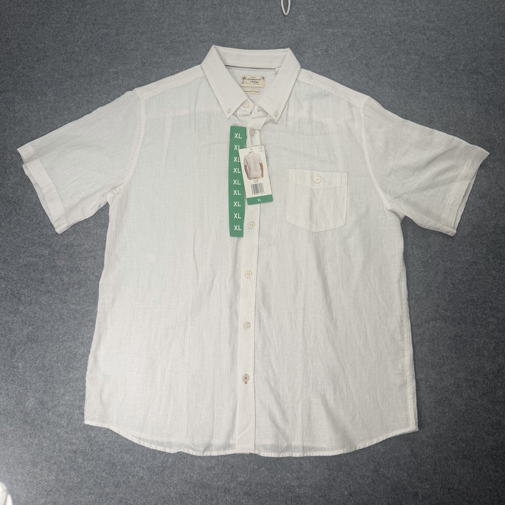 Weatherproof Vintage Washable Linen Short Sleeve Shirt White XL NWT Button Down